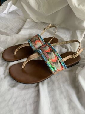 Maurice’s Beaded Sandals Womens 9 Thong Boho Raleigh